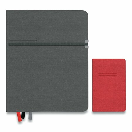 TRU RED Large Mastery Journal with Pockets, 1 Subject, Narrow Rule, Charcoal/Red Cover, 10 x 8, 192 Sheets TR58437